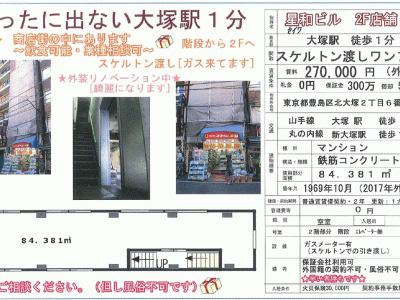 ■歯科開業物件情報　めったに出ない「大塚駅」1分  商店街の中にあります 　物件番号10046